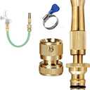 Cinagro Brass Water Spray Nozzle for 1/2" Hose Pipe for Gardening, Car Washer High Pressure Gun, Pressure Washer for Car, Water Gun, Water Pressure Gun for Car Wash, Bike Wash (with 1 Clamp)