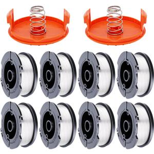 Hechuang 10 Pack Weed Eater Spool Spool Replacement for Black+Decker AF-100 String Trimmers,30ft 0.065" Line String Trimmer Replacement Spool, (8 Replacement Spool, 2 Trimmer Cap, 2 Pack Spring)