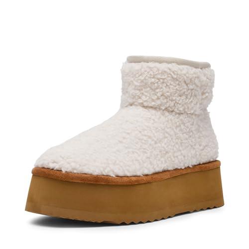 Steve Madden Women's Crue Ankle Platform Boot, Natural, 6