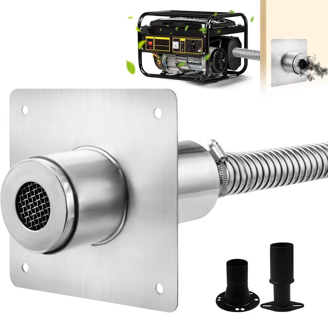 2025Newly Upgraded Generator Exhaust Extension Silencer Kit With Insulated Through-Wall Mounting Plate, Universal Generator Muffler Silencer Kit - Efficient Noise Reduction and Safe Exhaust Design