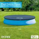 INTEX 28022E Pool Cover: For 12ft Round Easy Set Pools Includes Rope Tie Drain Holes 12in Overhang Snug Fit
