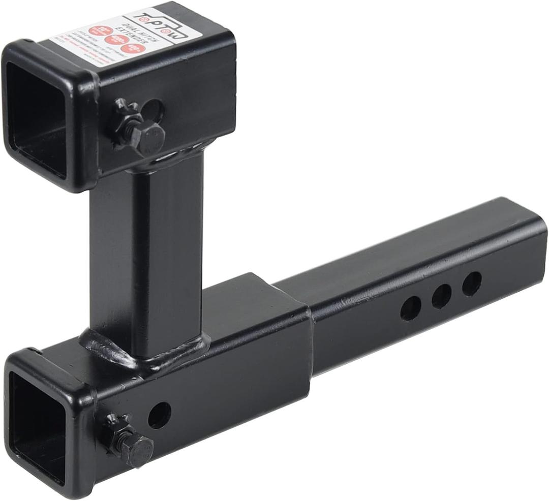 TOPTOW 64131 Dual Hitch Extension, 2 inch Towing Receivers, Extends Adjustable Length, 4,000lbs