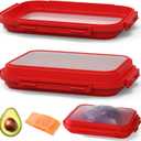 2 Pack Silicone Food Fresh-Keeping Storage Containers with Lid, Dual-Shape Design, BPA-Free, Leakproof Lock Clips, Versatile Fridge Storage Containers, Space Saving & Expandable (Red)