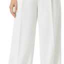 Women's Wide Leg High Waist Loose Palazzo Office Dress Pants with Pockets Work for Women Business Casual (XX-Large Short, White)
