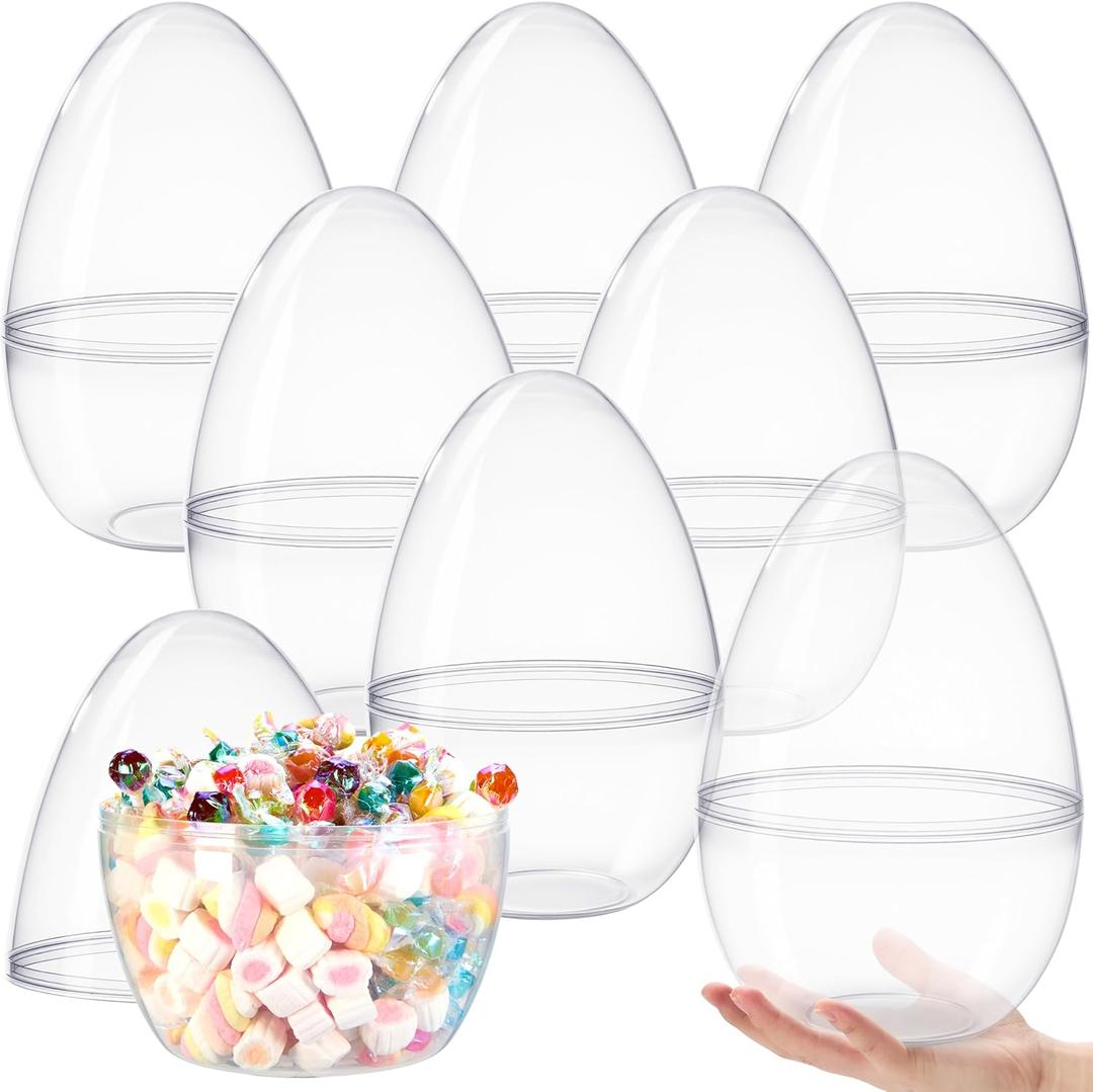 JOYIN 10" Transparent Jumbo Easter Eggs, 8 PCS Clear Fillable Plastic Giant Eggs Empty for Easter Egg Hunt, Candy Treats, Basket Stuffers, Party Supplies, Holiday Decoration