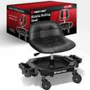 Rolling Stool with Wheels, Adjustable Height Pneumatic Garage Work Mechanic Stool Seat with Backrest, 400 LBS Capacity 360° Swivel Mechanic Crepper Chair with Tool Tray Storage, Black, 17.13" x 14.57" / 15.7" - 20.47"