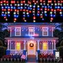 Red White and Blue Christmas Lights for Outdoor Decorations, 33ft Icicle Lights for Outside, 400 LED Christmas Light Outdoor Indoor with 120 Drops Clear Wire Connectable for Holiday