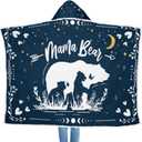 GEEMBI Birthday Gifts for Mom from Daughter or Son - Blue Mama Wearable Blanket Hoodie 47x72 in - Birthday Gifts for Women, Gift for Mother in Law, Mama Gift Ideas, Blanket for Mom (Blue - Bear Family)