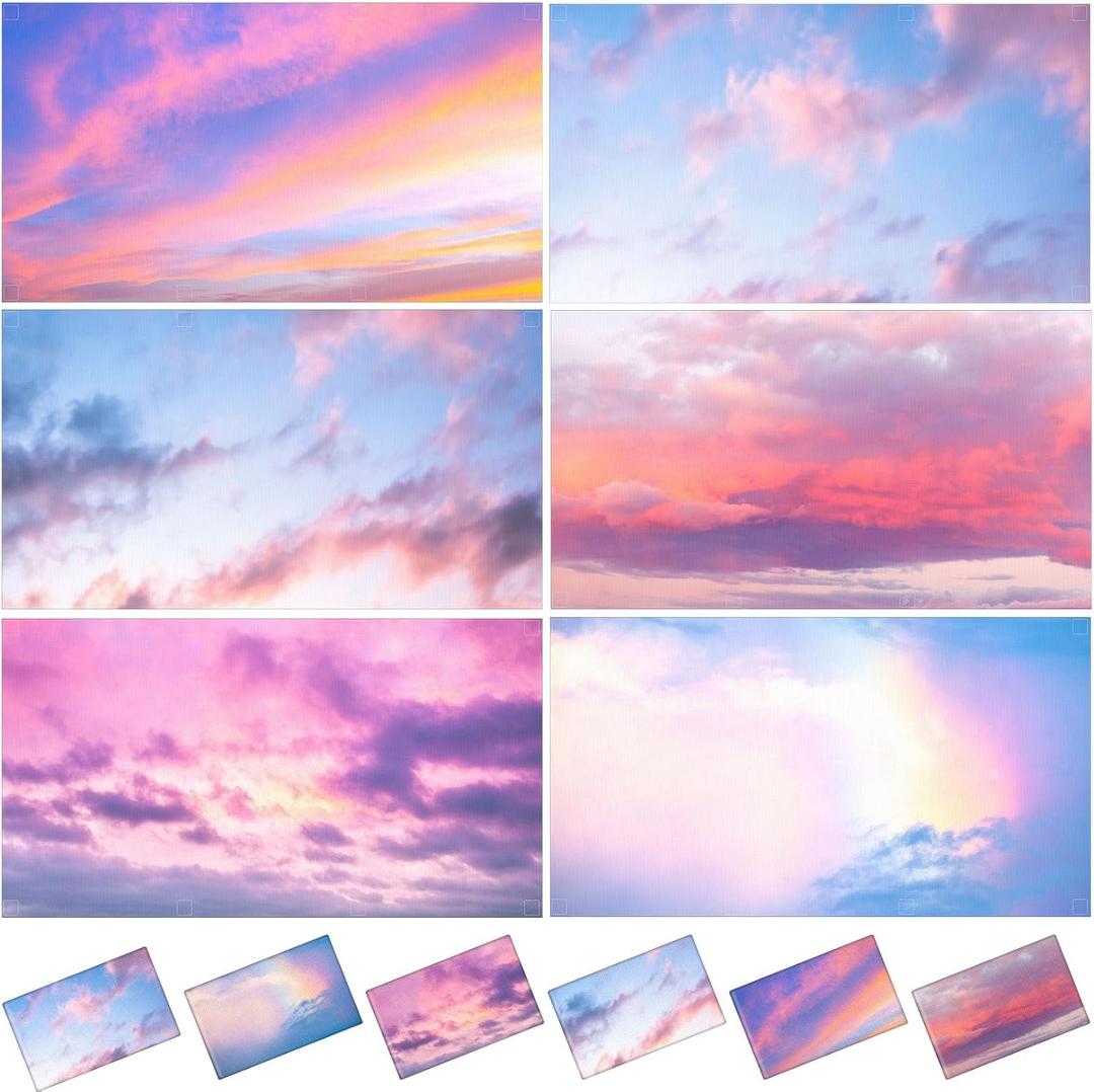 6 Pcs Fluorescent Light Covers for Ceiling Lights with 48 Magnets Decorative Magnetic Light Filters for Classroom Office Kitchen Decoration(Sunset)