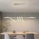 Modern Pendant Light Kitchen Island 57in Dimmable Hanging Lamp 3000k-6000K Adjustable Warm/Nautral/White with Remote Control, Dining Room Light Fixture Chrome Silver