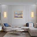 14.17in Alabaster Wall Sconces, Natural Marble Wall Light Set of Two, Modern LED Alabaster Sconces for Living Room Indoor Wall Lamps for Dining Room Stairs Bedroom,Brushed Gold (2 Pack)