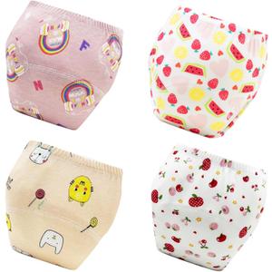 Upairy Training Pants for Girls Boys,Toddler Potty Training Underwear,Leakproof Reusable Kid Confident Panties,Children's Potty Underwear 100% Cotton for 2T-6T(4PCS,M)
