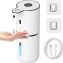 Automatic Liquid Soap Dispenser Touchless, USB Rechargeable Smart Hand Soap Dispenser, 6-Level Adjustable, 12.8oz/380mL Wall Mounted for Bathroom Kitchen Dish Soap (White)