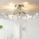 Semi Flush Mount Ceiling Light Fixture, 18" Brushed Nickel Ceiling Light, 8.25 inches x 18.75 inches