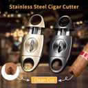 V-Cut Cigar Cutter, Stainless Steel Sharp Blade Cigar Guillotine Scissors for Men(Gold)
