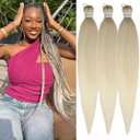 Ombre Ash Blonde Braiding Hair Pre stretched Box Braiding Hair Extensions Feed in Braids (Pack of 3)