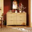 Marsail 6 Drawer Wooden Dresser with Smooth-Glide Drawers, Modern Storage Solution for Bedrooms, Living Rooms, and Hallways, Featuring Large Capacity and an Elegant Natural Wood Finish, Natural Oak, 15.7"D x 47.2"W x 31.7"H