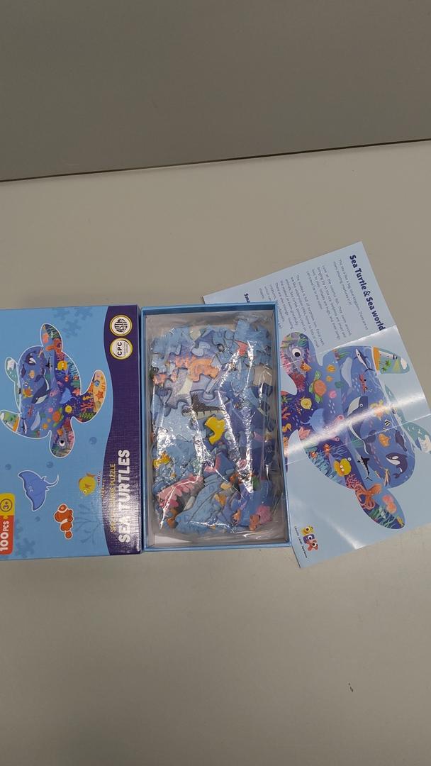 ELX 100 Piece Sea Turtle Jigsaw Puzzle for Kids Ages 4-10, Seaworld Animal Shaped Floor Puzzle Preschool Learning, Educational Learning Toys for Kid Boys Girls Ages 4 5 6 7 8 (21.42 X 16.42