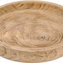 NIKKY HOME 12" Hand Carved Dough Bowls, Paulownia Wood Round Serving Bowl Decorative Wooden Tray, Natural