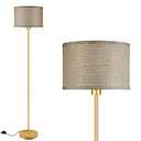Floor Lamp Gold, Standing Lamp, 58" Small Tall Lamps with Jute Lampshade, Simple Pole Lamp for Bedroom, On/Off Footswitch, Gold Lamps for Living Room/Office/Boho,Christmas Gift for Kids(No Bulb)