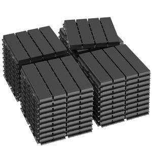 Goovilla Plastic Interlocking Deck Tiles, 36 Pack Balcony Flooring, 12"x12" Waterproof Outdoor Flooring All Weather Use, Patio Floor Decking Tiles for Porch Poolside Backyard Concrete, Dark Grey