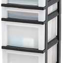 IRIS USA Plastic Drawer Storage Organizer Rolling Cart, with Wheels Casters, 4-Drawers, for Classroom Art Craft Supplies Dresser Closet Bathroom Laundry Room, Black/Pearl