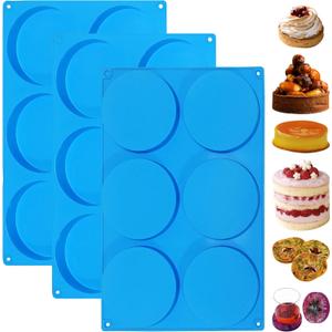 Sidosir Round Silicone Mold for Baking, 4inch Large Breakfast Sandwiches Mold Silicone for Whoopie Pie, Non-Stick Hamburger Buns Molds for Egg Pan, Resin Coaster