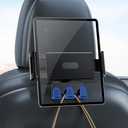 DICMKY Tesla iPad Tablet Mount Headrest Accessories for Model Y(Juniper) Model 3(Highland) 2025 2024 2023 2022 2021, Back Seat Tablet Holder with Hooks for Kids, Fits 4.7-12.9" iPad Pro Air Mini