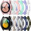 [12+12] Pack for Samsung Galaxy Watch 5/4 Screen Protector Case 44mm, Hard PC Bumper + Anti-Fog HD Tempered Glass Film, Waterproof Protective Face Cover Set(12 Colors)