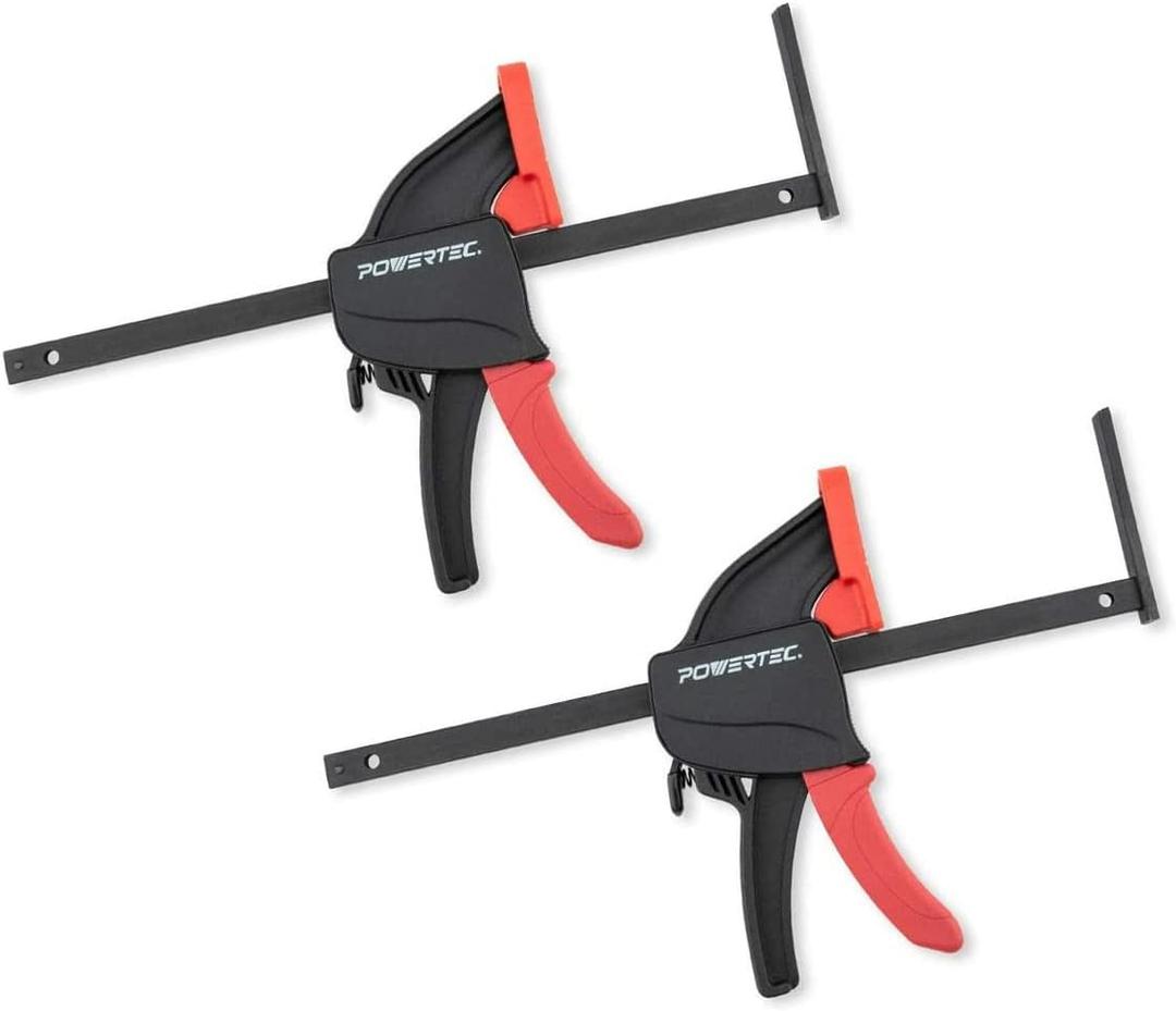 POWERTEC Pack of 2Tracksaw Track Guide Rail Clamp, 8-3/4 Inch Quick Release Clamps for Circular Saw Guide Rail System, Woodworking, 71423V