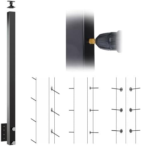 Muzata Aluminum Black Side Mount Cable Railing Post 36 Inch 36"X2"x2" Undrilled Space-Saving Cable Railing System Kit Indoor Outdoor Seaside with Paper User Guide PW01 BNAS