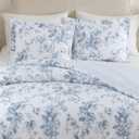 Martha Stewart - Queen Comforter Set with Shams, Cotton Sateen