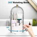 QIYVLOS Toothbrush Holders with Sliding Lid, Rotating 3 Slots Bathroom Organizer Countertop, Tooth Brush Toothpaste Holder Bathroom Counter Stand Caddy for Vanity Makeup Brushes Holder (White)