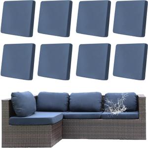 8Pcs Outdoor Cushion Covers, Patio Cushion Covers,Stretch Elastic Slipcovers, Replacement Washable & Reusable Furniture Protector for Patio Couch (Grey Blue,Cover Only) (8Pcs-Solid color)
