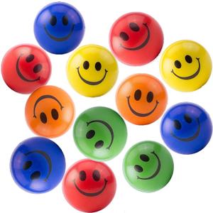 Akusety Neon Colored Smile Funny Face Stress Ball - Happy Smile Face Squishies Toys Stress Balls Bulk Pack of 12 Relaxable 2.5" Stress Relief Smile Squeeze Balls Fun Toys