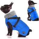 Doglay Dog Coat with Harness, Reflective Warm Dog Jacket Waterproof Puppy Winter Coat for Cold Weather, Adjustable Fleece Jacket for Small Medium Large Dogs (Blue) S
