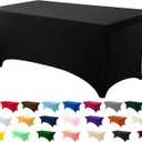 Utopia Kitchen 4FT Spandex Tablecloth [1 Pack, Black] 200 GSM Stretch, Fitted, Washable and Wrinkle Resistant Table Cloth Rectangle Cover for Trade Shows, Wedding, Parties [48Lx30Wx30H Inch]
