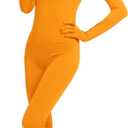 Girls' Women's Full Body Open Face Spandex Unitard Mask Zentai Costume Bodysuit (Medium, Orange)