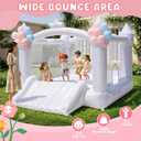 FBSPORT Inflatable White Bounce House for Kids,Large Inflatable Bouncy Castle with Wide Slide, Blower & Basketball Hoop for Indoor/Outdoor Jump House