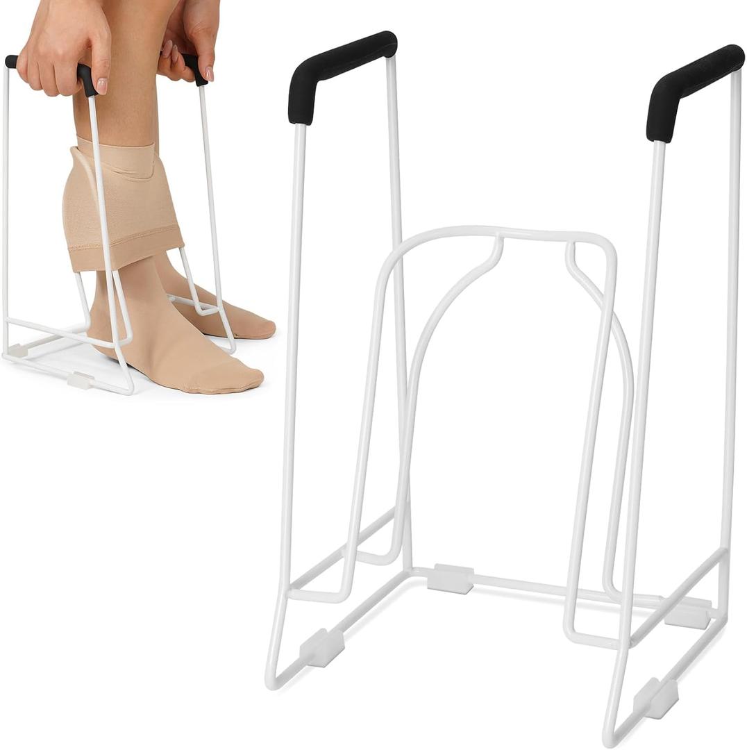 Stocking Donner  Adaptive Dressing Aid for Compression Socks, Large Sock Aid Tool for Calves 1820", Easy Socks Helper for Seniors, Fits JOBST, SB SOX, CHARMKING, FITRELL, Bluemaple, COOLOVER  White