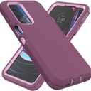 for Motorola Moto Edge 2021 Case, Moto Edge 5G UW Case, Heavy Duty Defender Dustproof Shockproof Protection 3 in 1 Rugged Phone Cover (Purple)