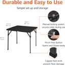 Amazon Basics 34 inch Portable Sturdy Folding Dining Table with Carrying Handle, Space Saving Storage, Square, 33.9 x 29.1 x 33.9 inch, Black | Folding, Portable, with Carrying Handle