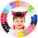 2" Baby Hair Clips Fully Lined Bows Tiny Alligator Clips for Infants and Toddlers in Pairs