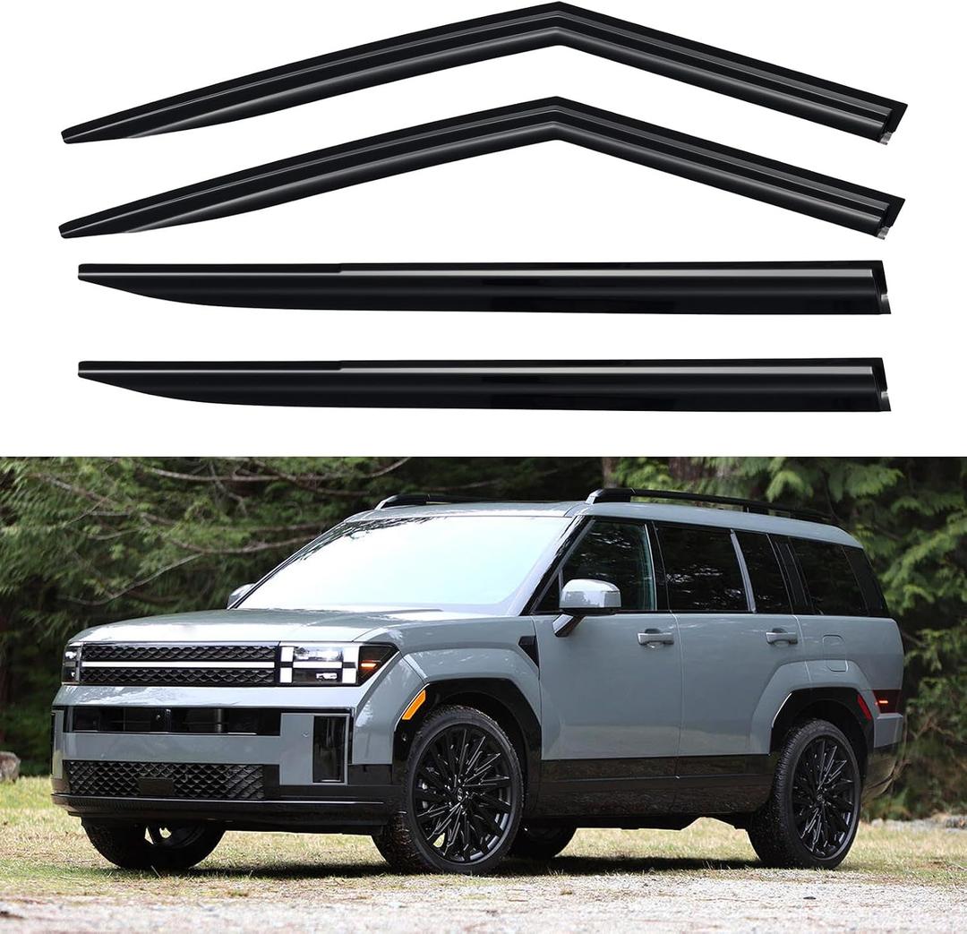 Window Visors Rain Guards for 2024 2025 2026 Hyundai Santa Fe, Out-Channel Window Vent Wind Deflectors Visors Shades for 24 25 26 Santa Fe