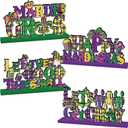 4Psc Mardi Gras Decorations Wooden Table Centerpieces Mardi Gras Table Decorations Masquerade Party Decor for New Orleans Carnival Celebration