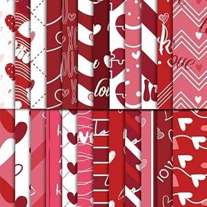 EggSun 48Pcs Heart Pink Scrapbook Paper Pad,Colorful Love Decorative Craft Paper for Junk Journal Supplies, DIY Cards, and Photo Albums, Aesthetic Craft Supplies for Kids and Adults