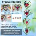 12 Pcs Heart Wind Spinners Colorful: Outdoor Garden Decor Metal Yard Lawn Ornaments with 360 Degree Swivel Hook, Reflective Bird Device Deterrent to Keep Birds Away from Porch Yard Patio Parking