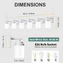 IZORRO Bathroom Light Fixture White, White Glass Shade 46-Inch 6-Light