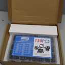 130Pcs 6-25mm Spring Band Hose Clamps With Swivel Flat Hose Clamp Plier Assortment Kit, Constant Tension Steel Clamps for Fuel Lines, Silicone, Vacuum Hoses & Low-Pressure Air Clips