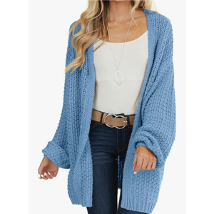 Maroway Womens Cardigan Solid Color Long Sleeve Open Front Chunky Knit Sweater Outwear. Size L.